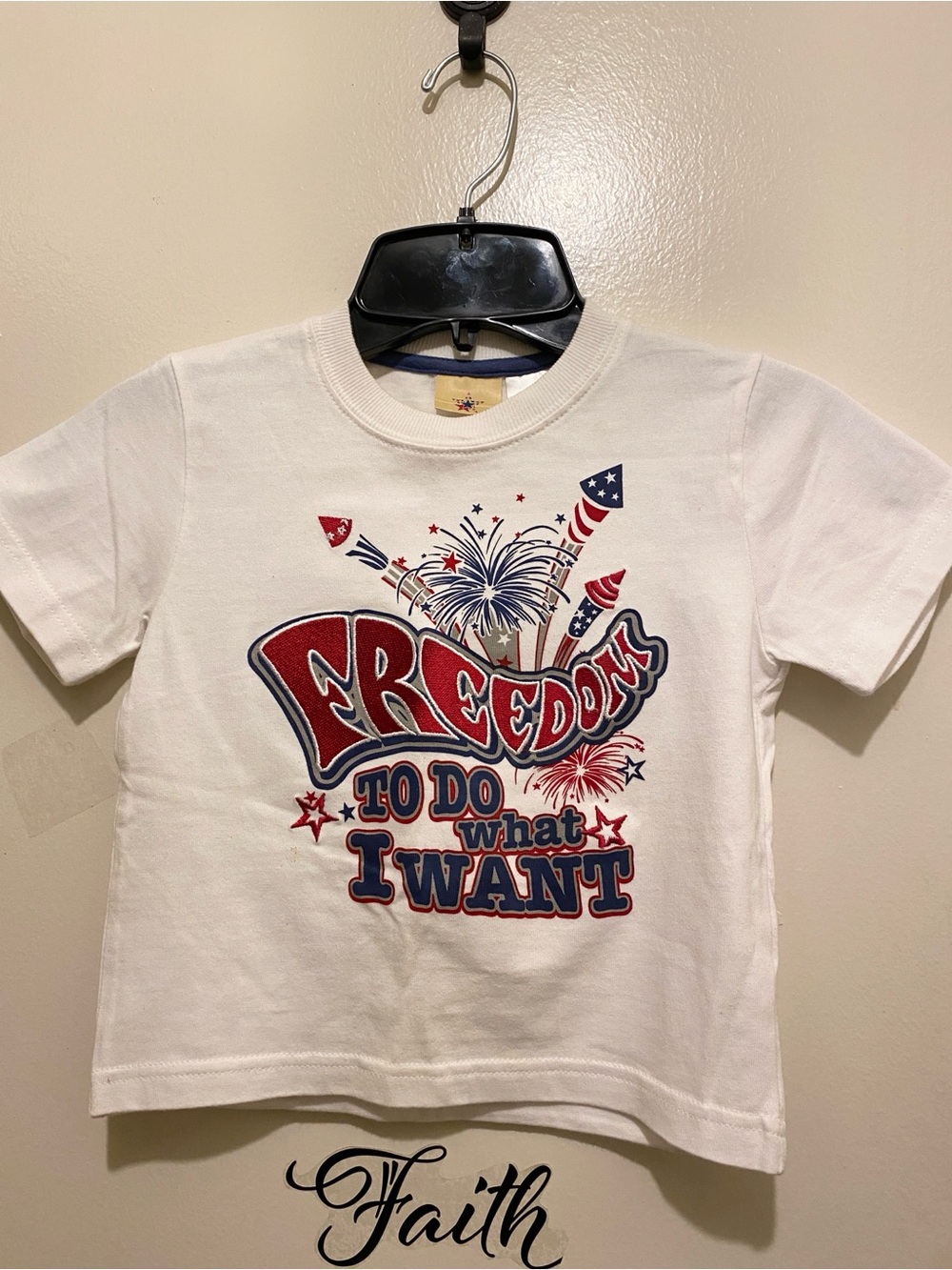 Kids' White Graphic Tee - Freedom To Do What I Want. 3T(c)